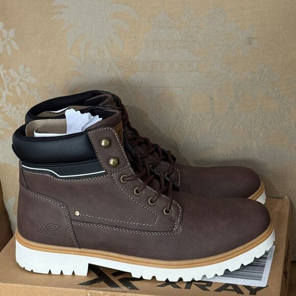 Xray Archer Brown Lace-Up Boots Men’s 12 Workwear Style Lug Sole Combat - Picture 2 of 10